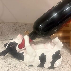 Source Unknown Cow Wine Holder - Black and White